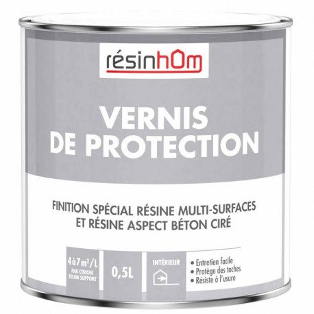 Vernis de protection aspect brillant pour résine 