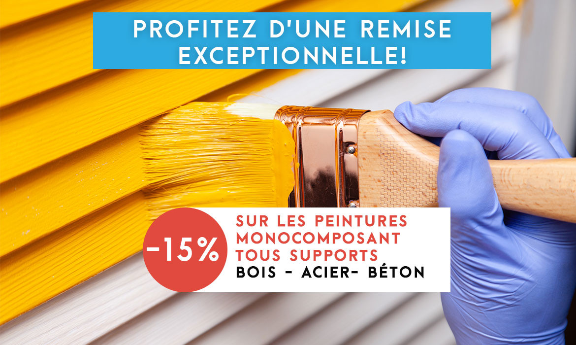 Promo de 15 % sur les peintures monocomposant
